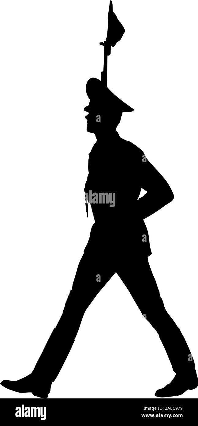 Silhouette soldiers during a military parade. Vector illustration Stock Vector