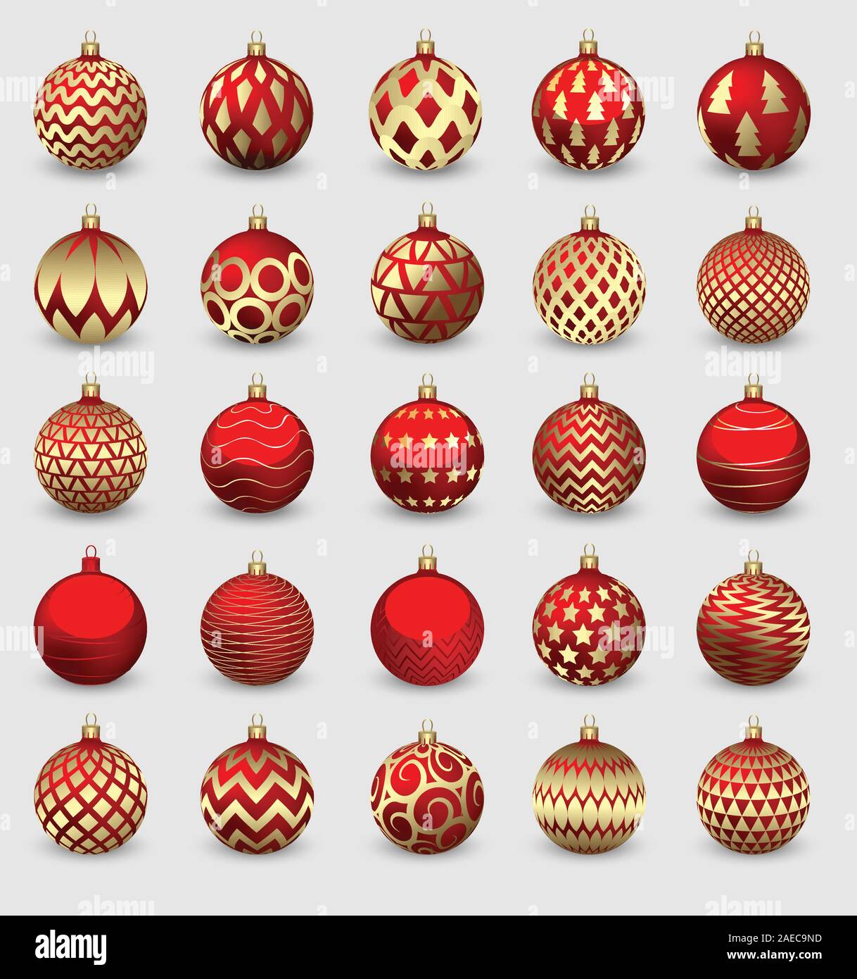 Set of decorative Christmas balls isolated on white background ...