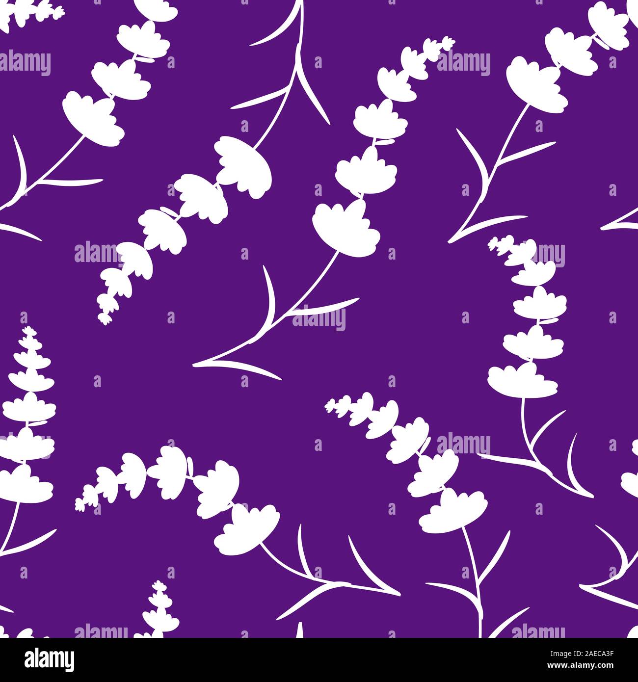 Seamless lavender pattern. Purple flower blossom background. Vector eps10. Stock Vector