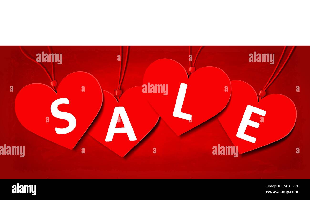Red hanging heart shaped tags Stock Vector