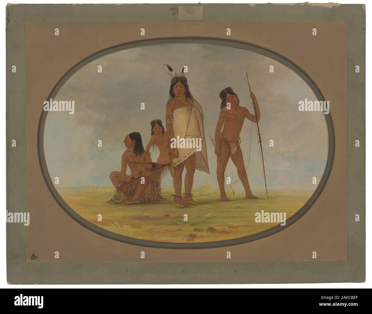 Four Flathead Indians; 1855/1869 George Catlin, Four Flathead Indians, 1855-1869 Stock Photo