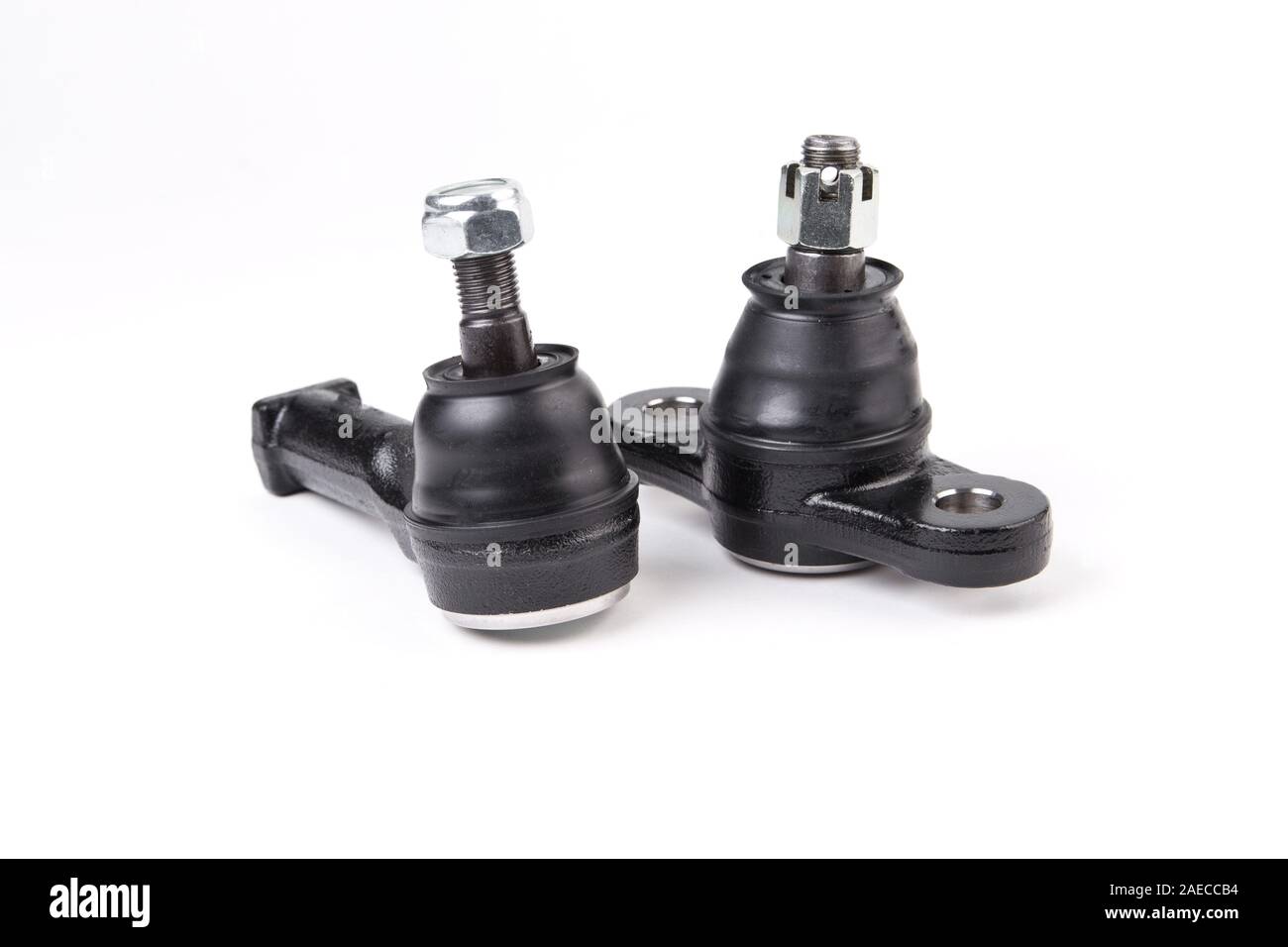 Tip, tie rod and ball, trunnion ball bearing for car isolated on white