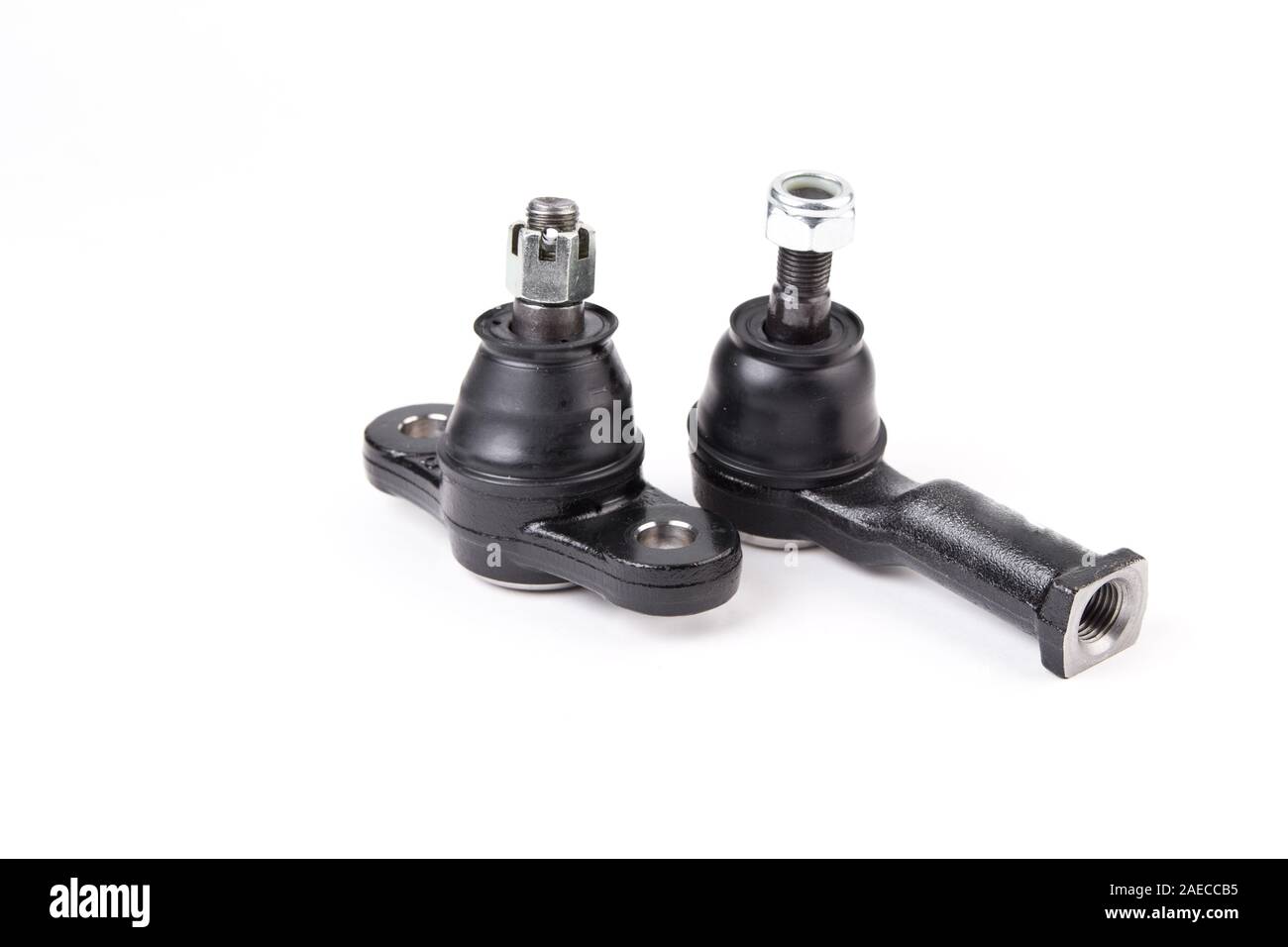 Tip, tie rod and ball, trunnion ball bearing for car isolated on white