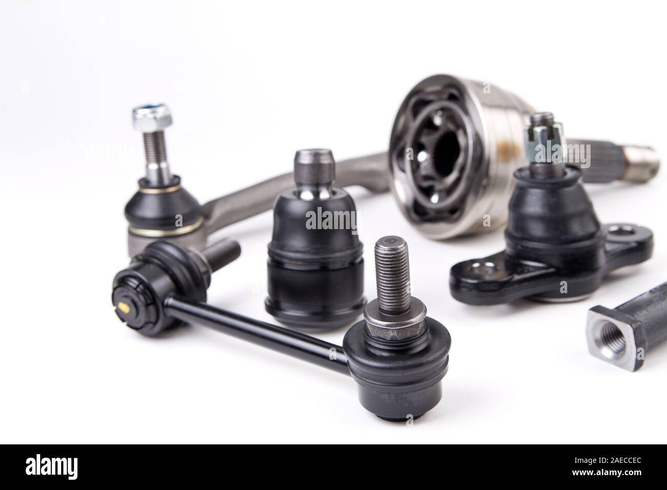 Suspension spare parts for cars isolated on white background. New car