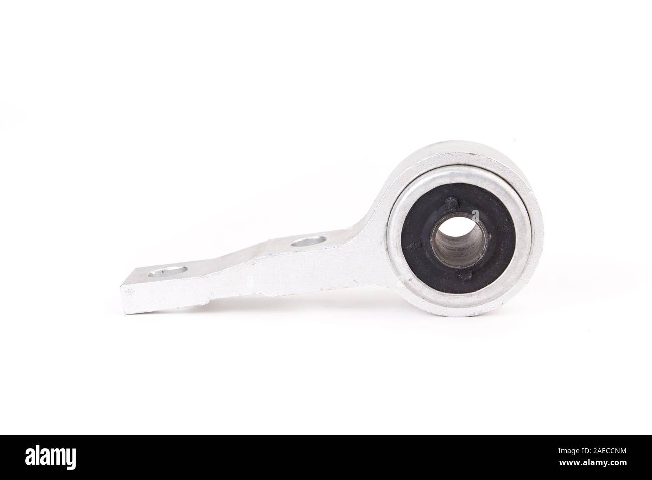 Aluminum suspension arm for cars isolated on white background. New car