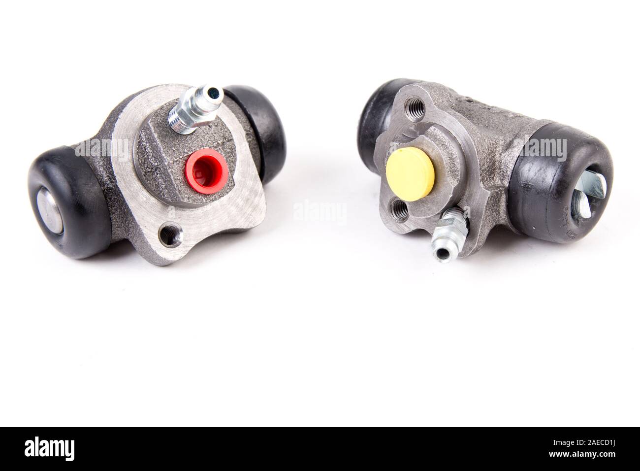 Brake cylinder, drum brake system for cars isolated on white background