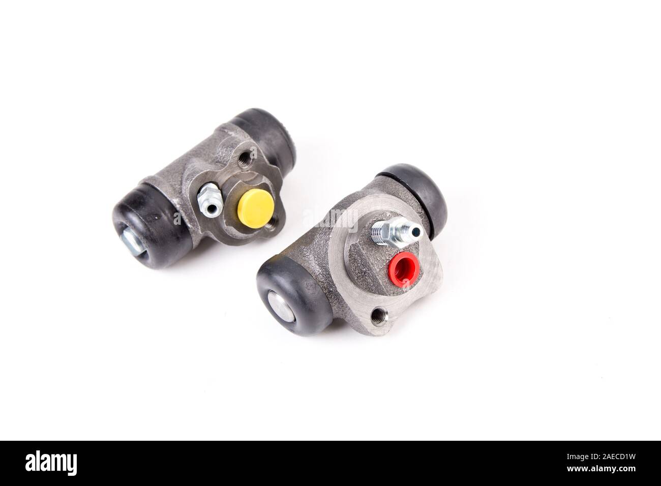 Brake cylinder, drum brake system for cars isolated on white background