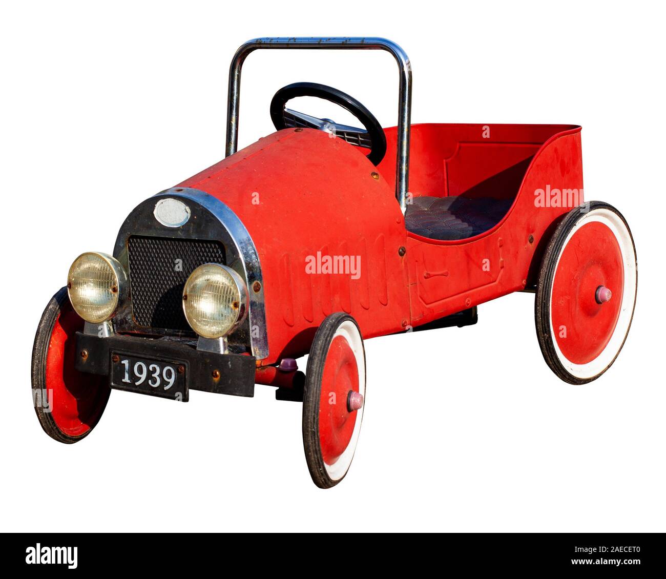Nice red toy car isolated on white background Stock Photo - Alamy