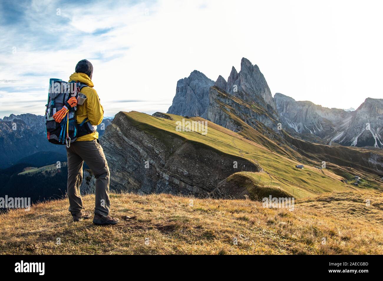 yellow hiking jacket