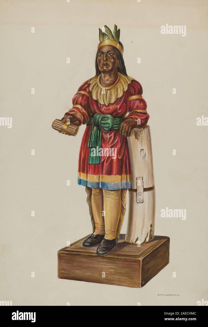 Cigar Store Indian; c. 1939 Gerald Transpota, Cigar Store Indian, c