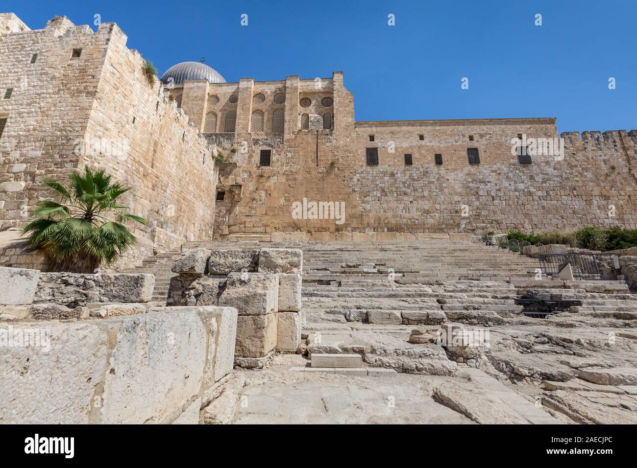 One of the most important findings of the Southern wall excavations is the monumental flight of steps leading up to the second temple mount. Stock Photo