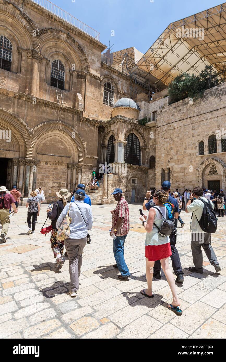 The Church of the Holy Sepulchre is one of the most Holy sites in the Christian world, the site of the burial place of Jesus. Stock Photo