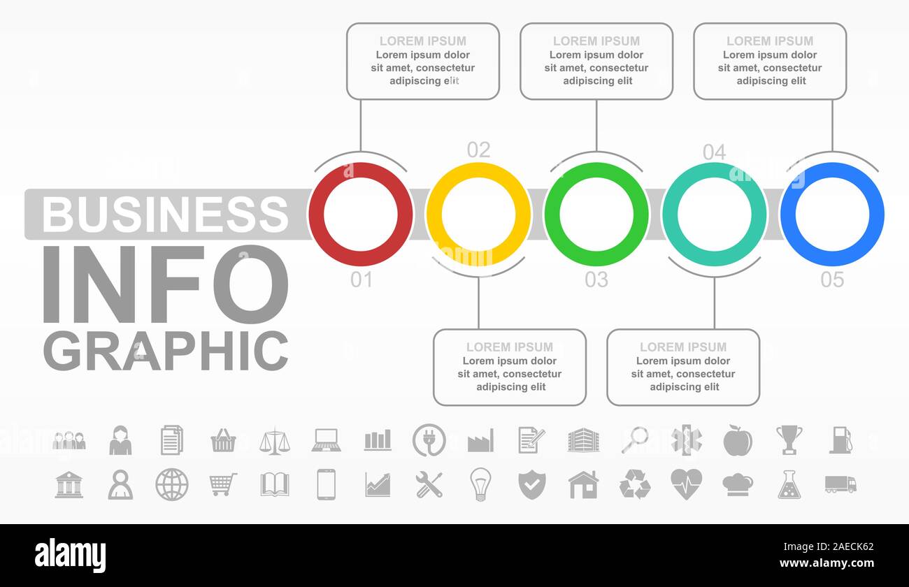 Flat design business infographic vector colorful template with set of ...