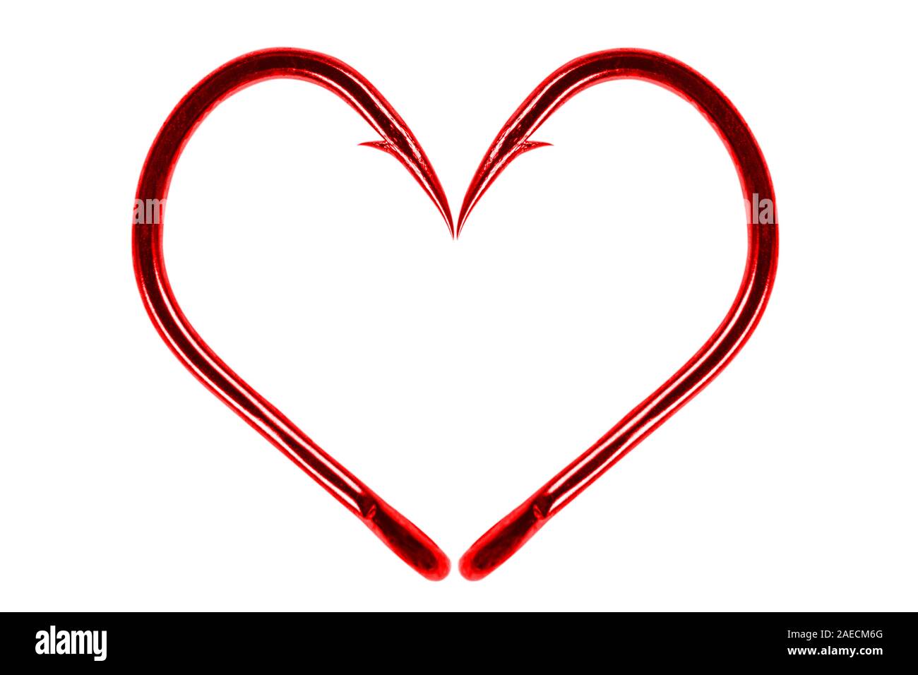 2 fishing hooks heart shaped FISH Love 5" (color: SOFT PINK) Vinyl Decal Window Sticker for Cars, Trucks, Windows, Walls, Laptops, and other stuff Red fishing hook love heart