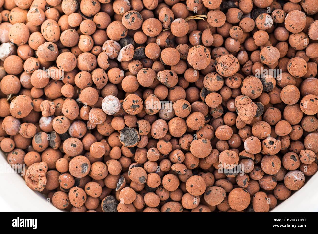 Round red light weight volcanic landscaping rock Stock Photo - Alamy