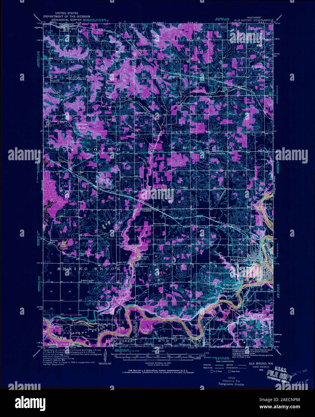 WI Elk Mound 801540 1934 62500 Inverted Restoration Stock Photo Alamy