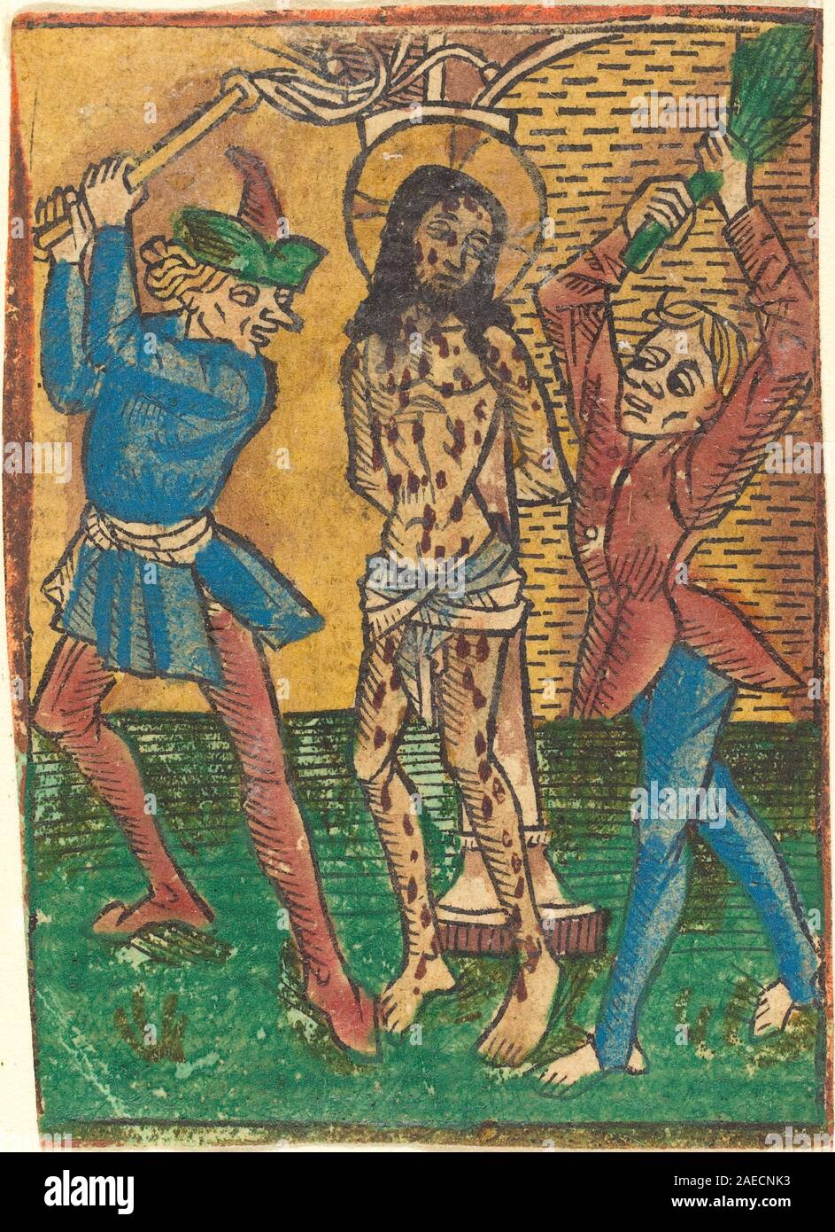 German 15th-century painting Scourging of Christ, circa 1490, depicts ...