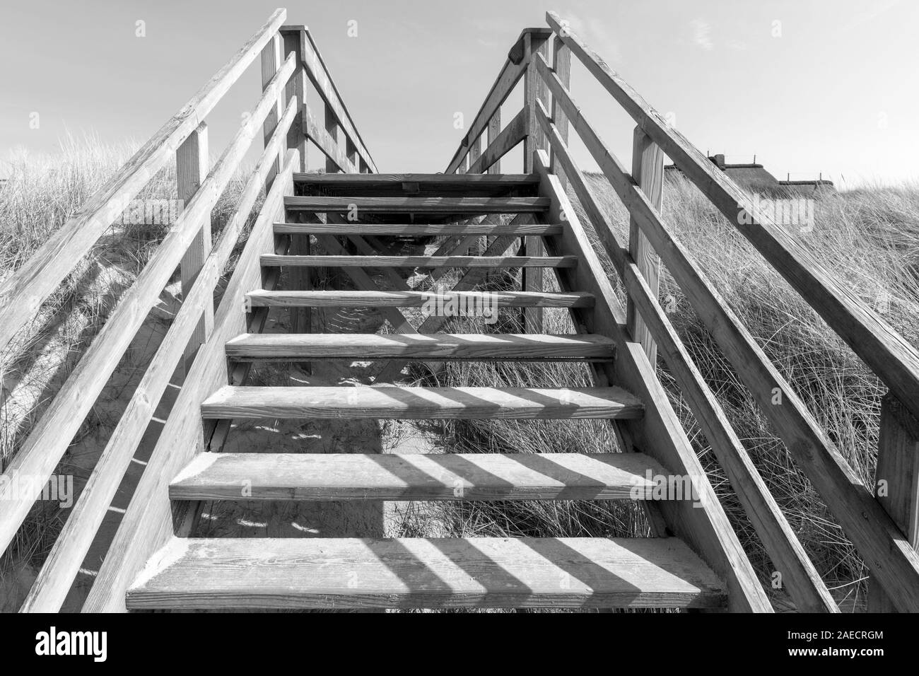 Duenen, Treppe, Holzsteg, Wenningstedt, Sylt Stock Photo