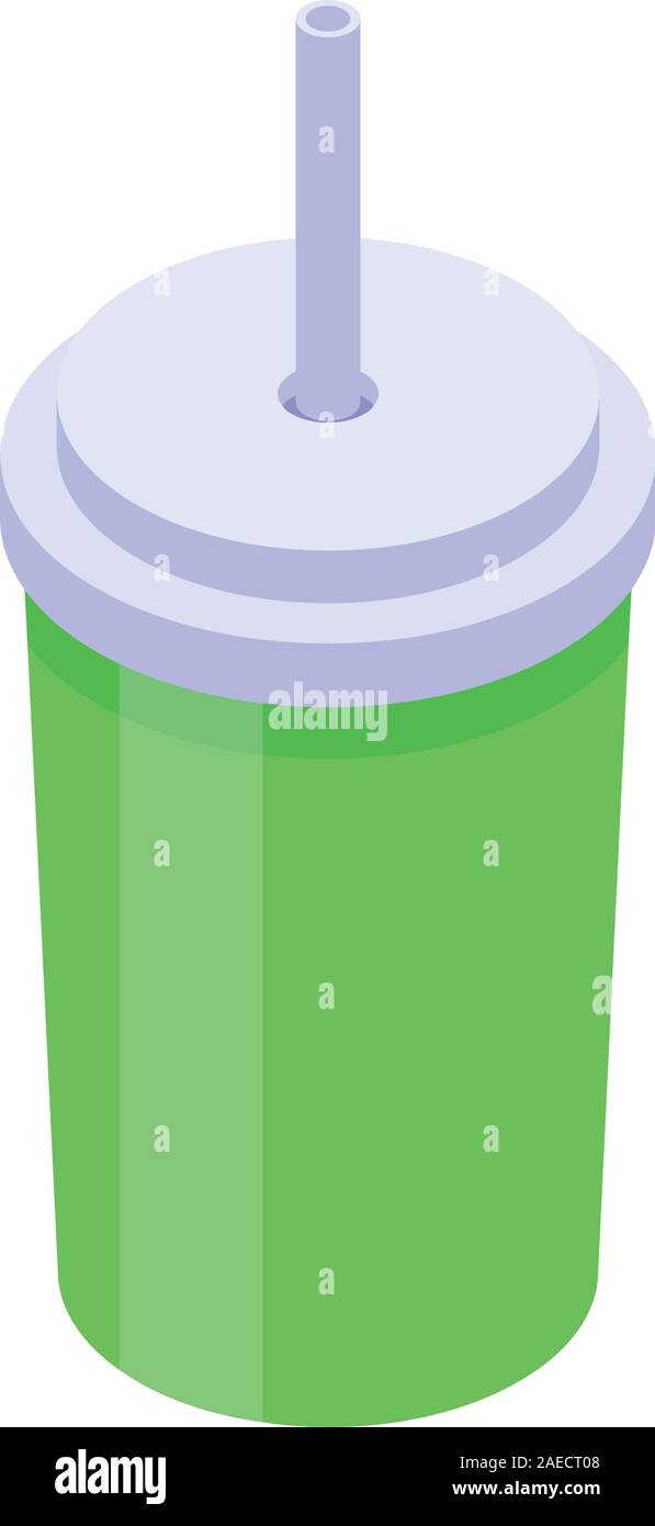 Lime juice plastic cup icon, isometric style Stock Vector