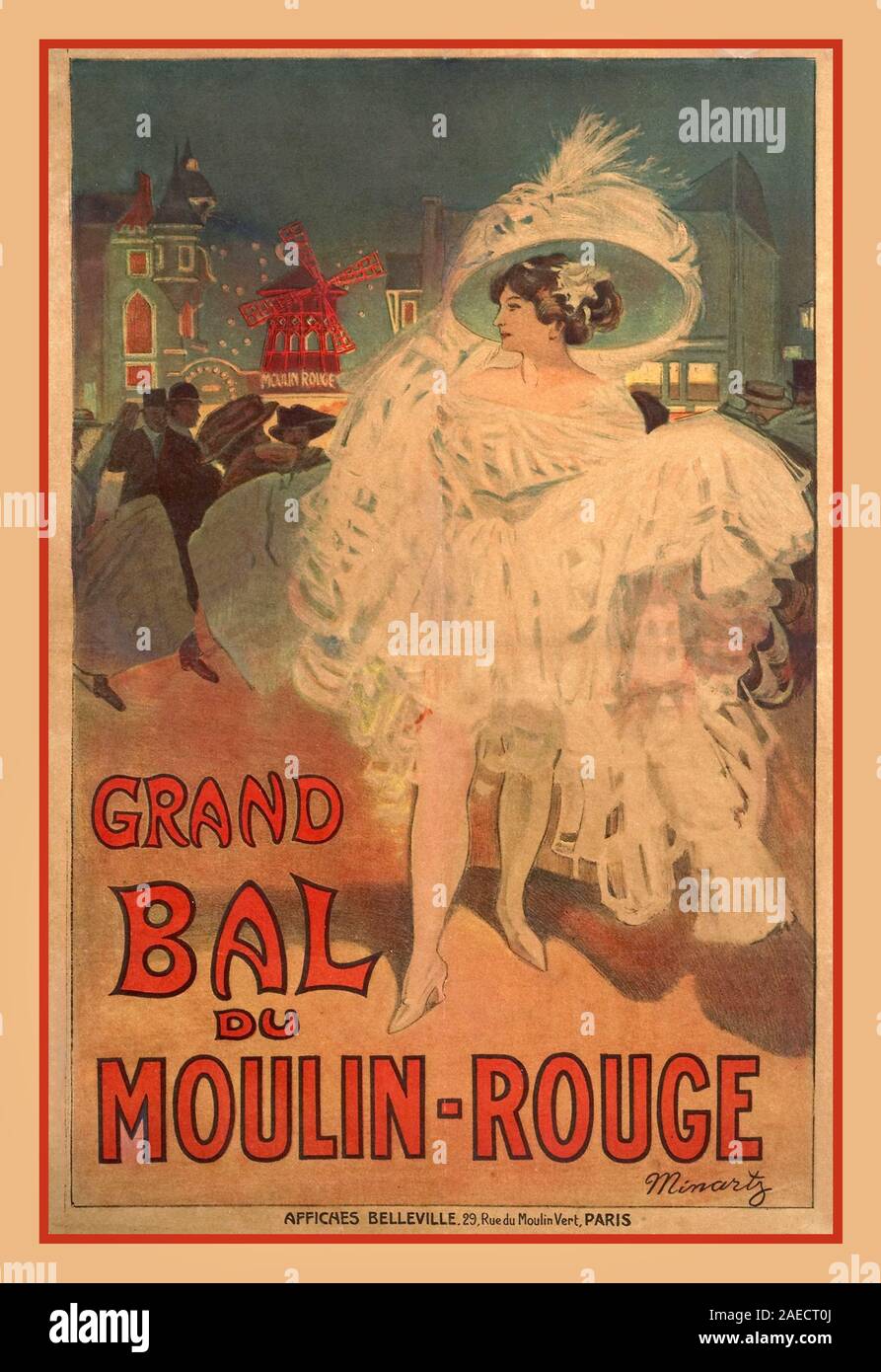 Vintage Paris Montmartre Lithographic Poster Grand Bal du Moulin Rouge  vintage theatre entertainment poster 1890's Stock Photo - Alamy
