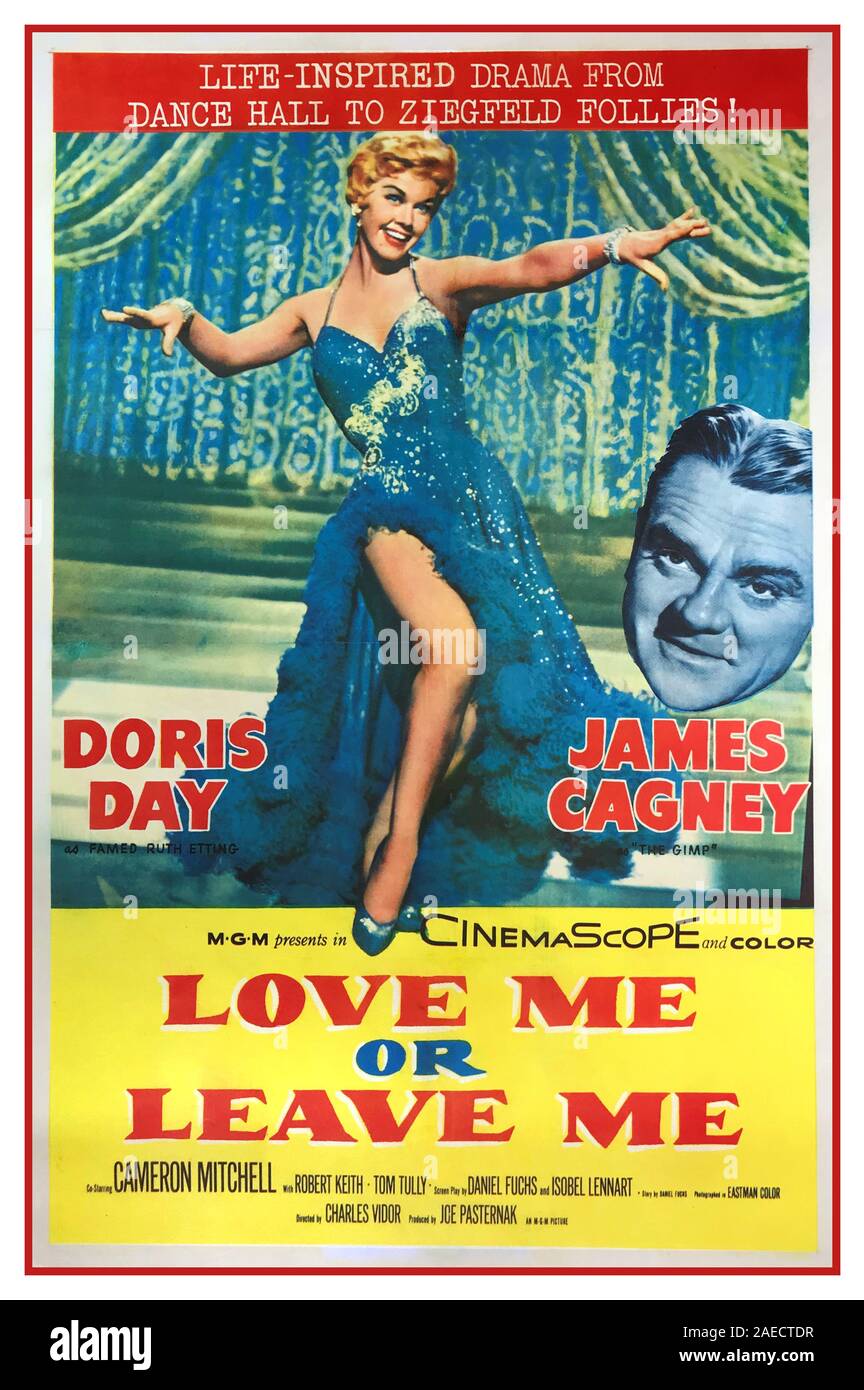 1950’s Vintage movie film poster for 1955 film ‘LOVE ME OR LEAVE ME’ with Doris Day and James Cagney Cameron Mitchell Robert Keith Stock Photo