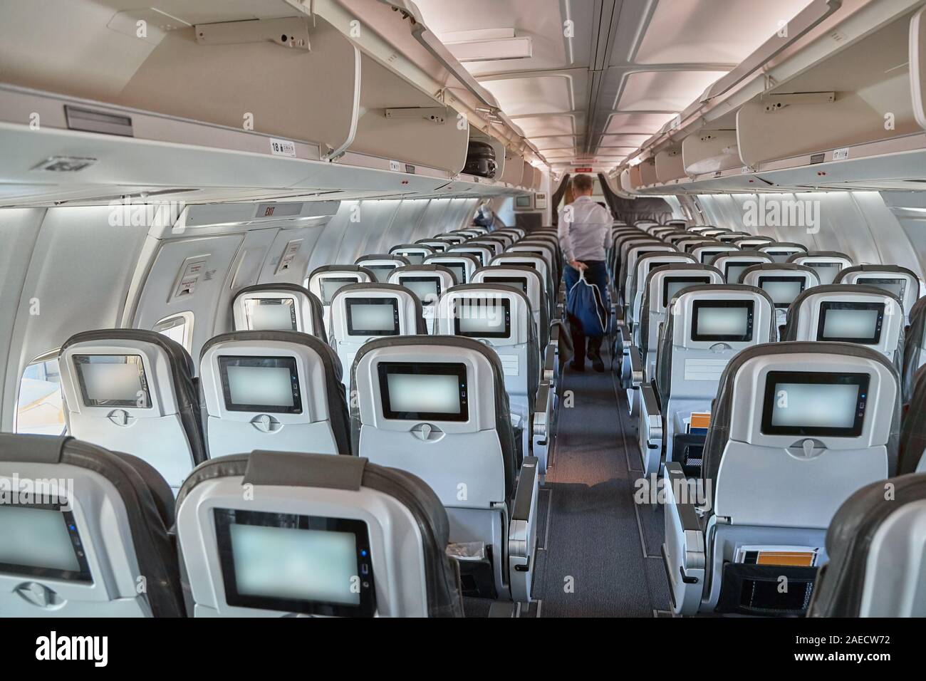 Plane cabin interior Stock Photo - Alamy