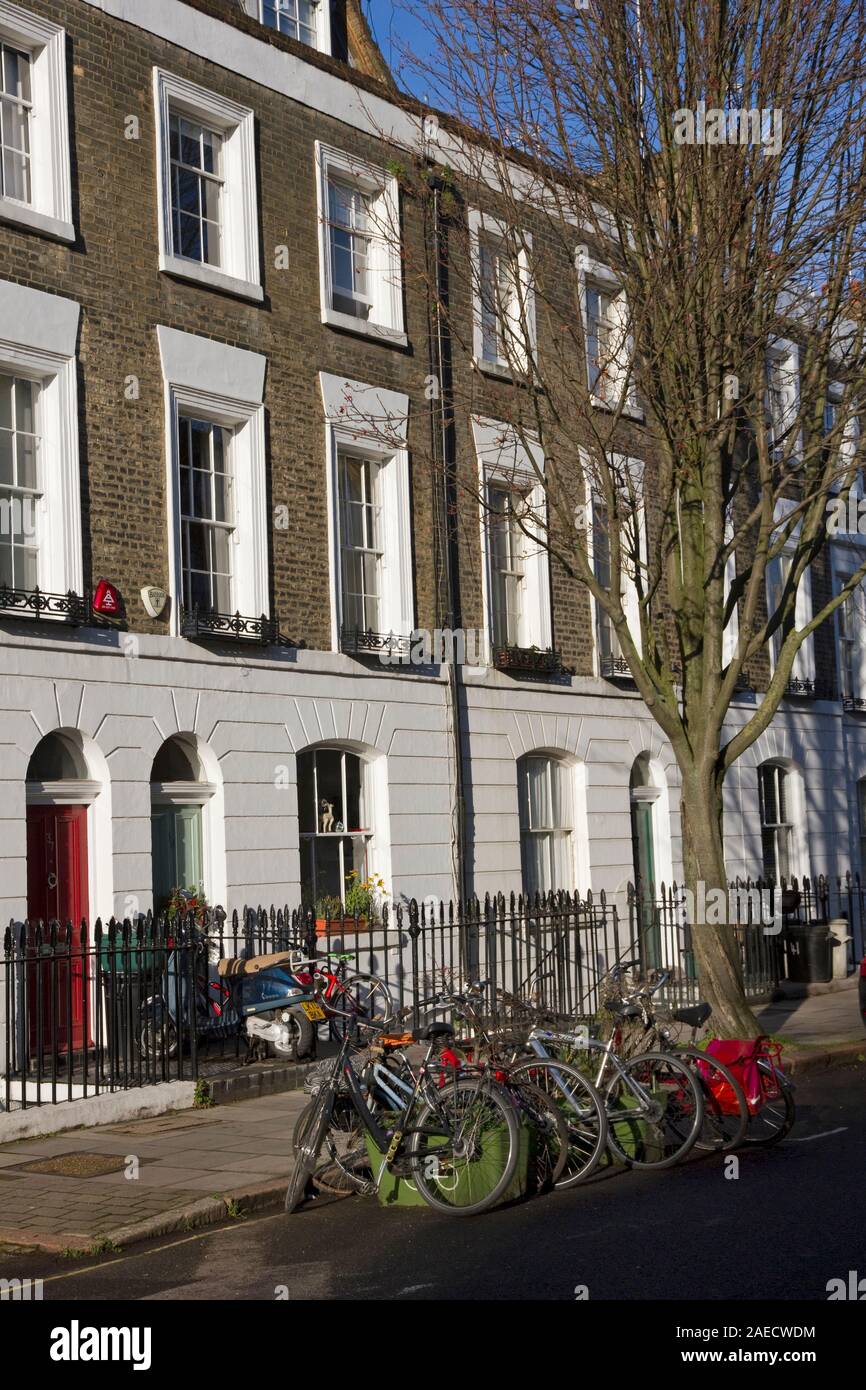 Georgian terraced houses, Danbury Street, Islington, London, UK Stock Photo