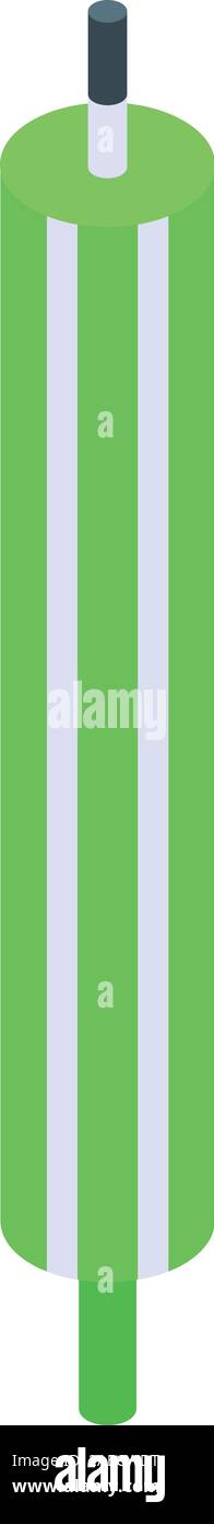 Green striped candle icon, isometric style Stock Vector