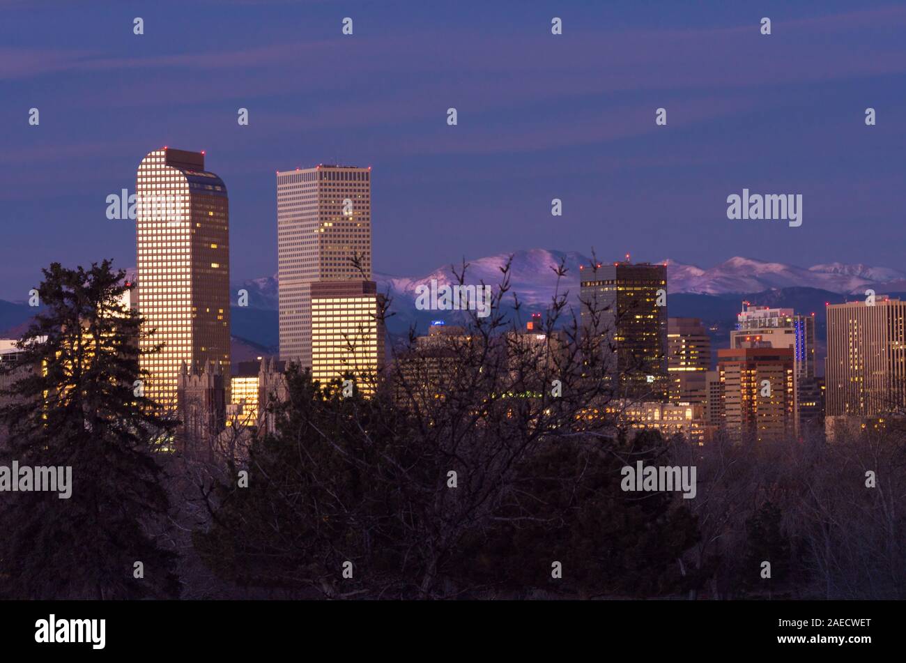 Downtown Denver Skyline First Light Stock Photo Alamy