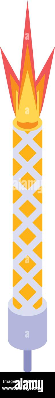 Birthday fireworks candle icon, isometric style Stock Vector