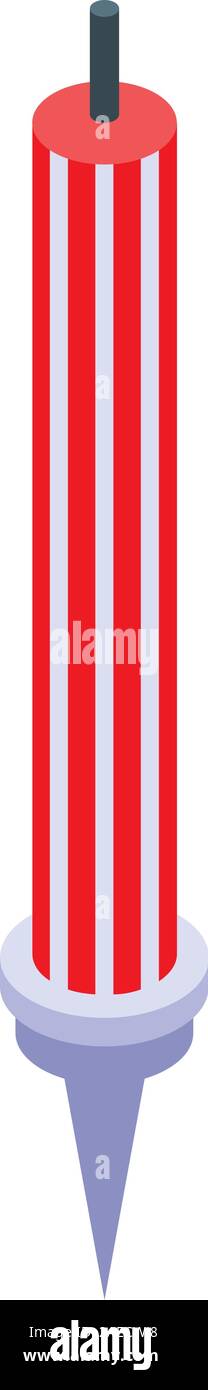 Red striped candle icon, isometric style Stock Vector