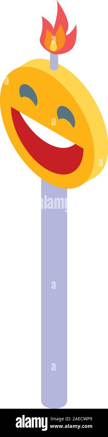 Emoji burning candle icon, isometric style Stock Vector