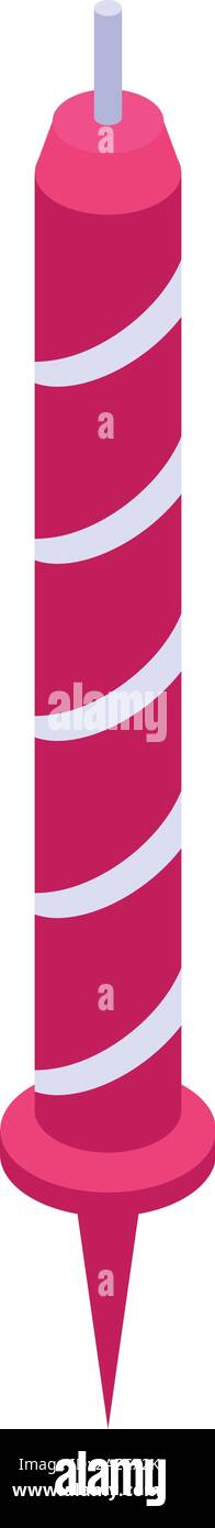 Decoration pink candle icon, isometric style Stock Vector