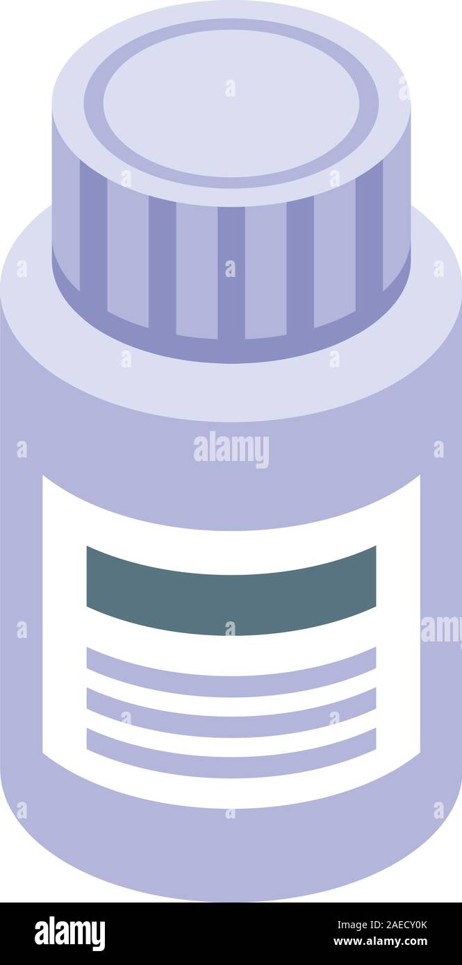 Pills jar icon, isometric style Stock Vector