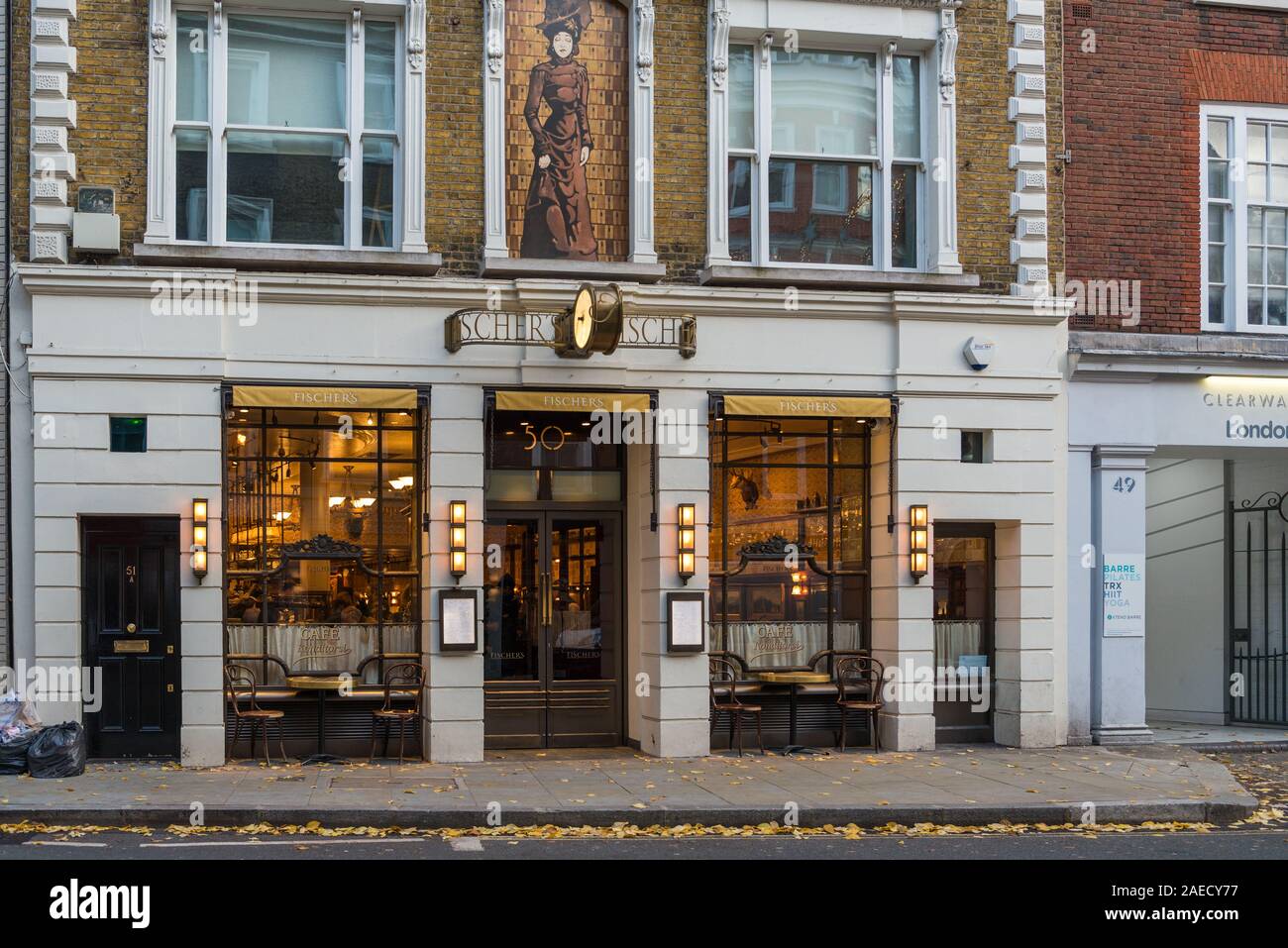 Fischer's Viennese cafe and restaurant in Marylebone High Street, London, England, UK Stock Photo