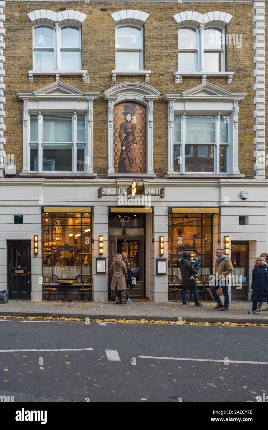 Fischer's Viennese cafe and restaurant in Marylebone High Street, London, England, UK Stock Photo