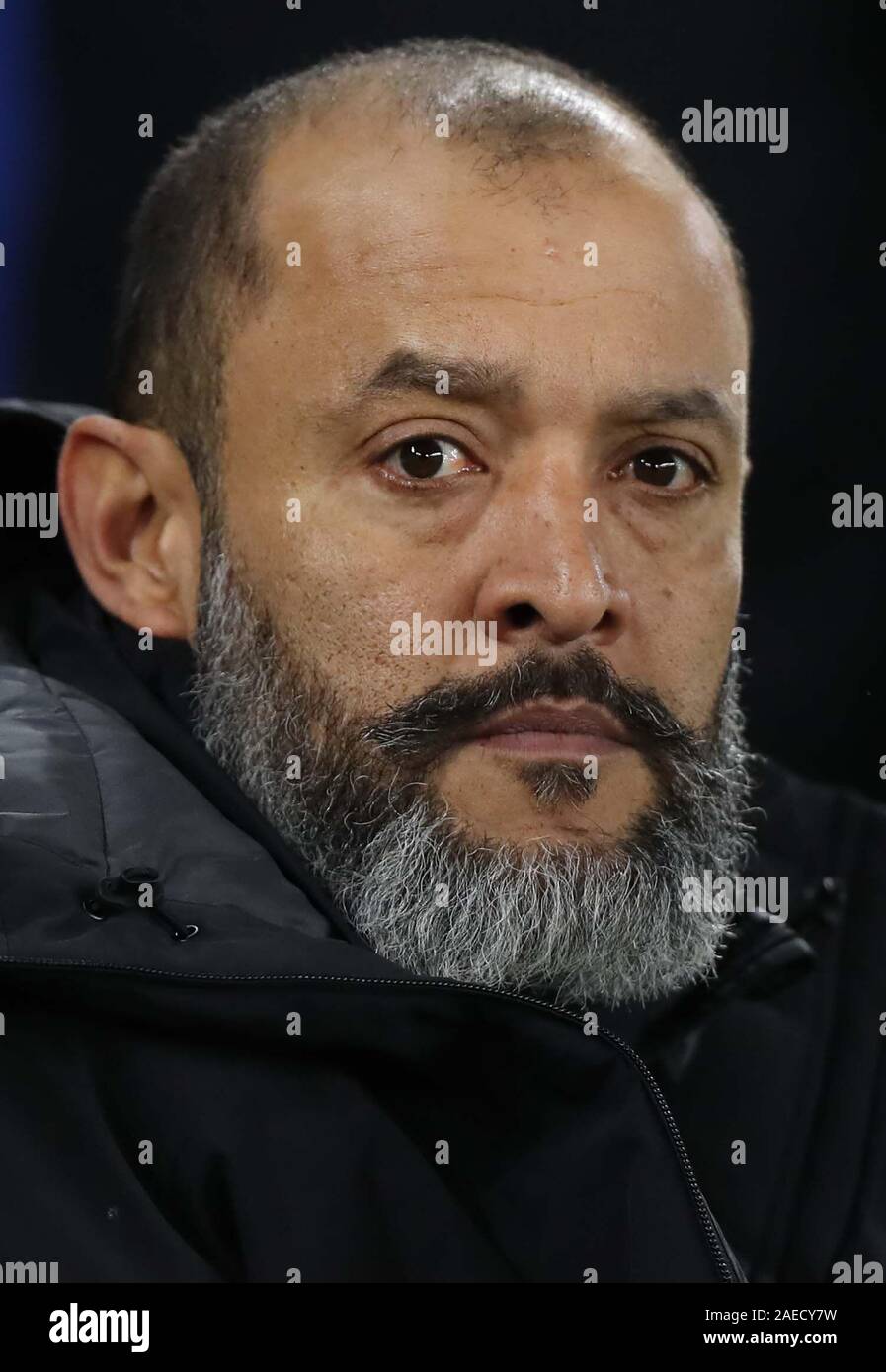 Wolves manager Nuno during the Premier League match between Brighton & Hove Albion and Wolverhampton Wanderers at The Amex Stadium in Brighton. 08 December 2019 Stock Photo