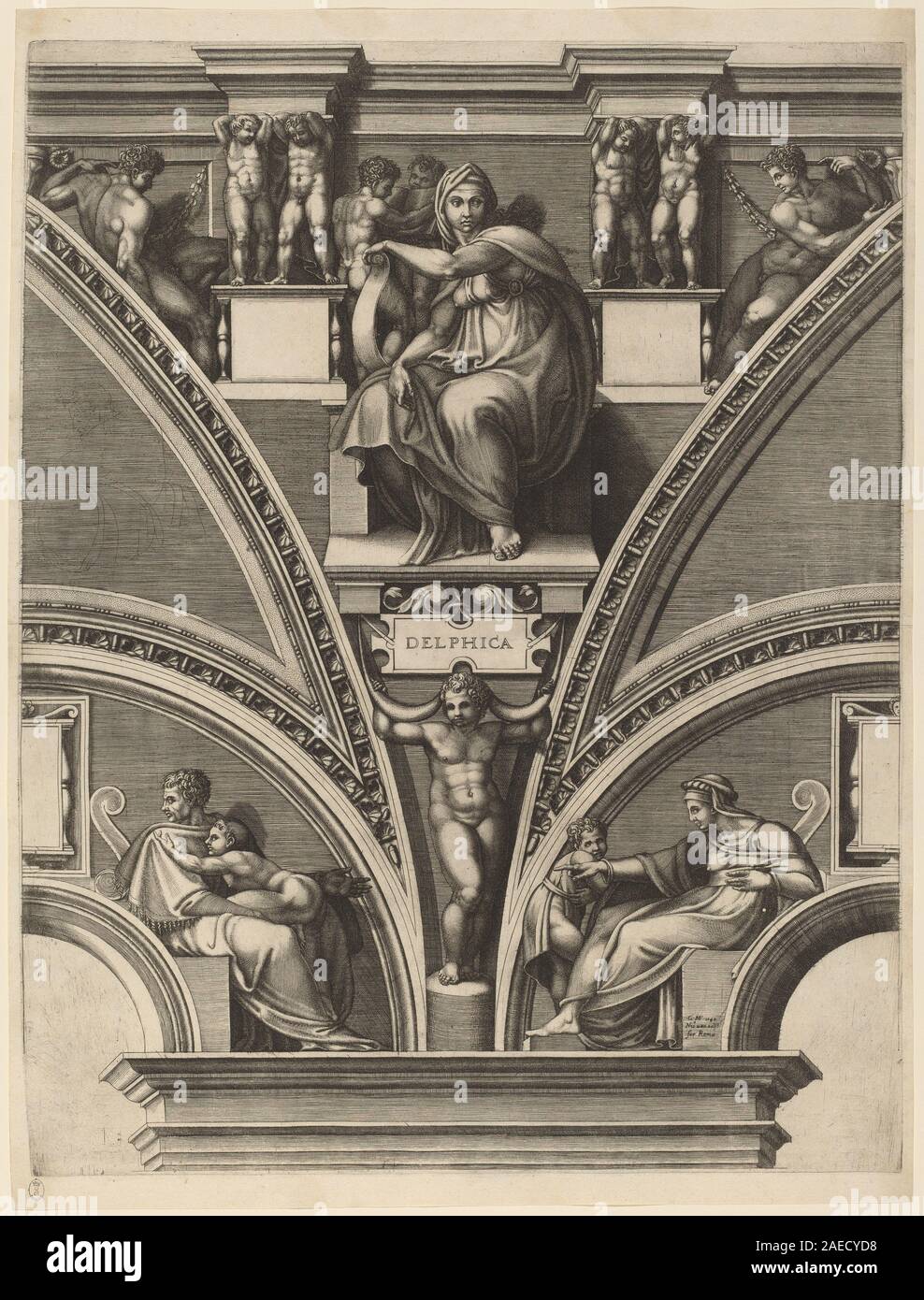 Giorgio Ghisi after Michelangelo, The Delphic Sibyl, early 1570s The Delphic Sibyl; early 1570s Stock Photo