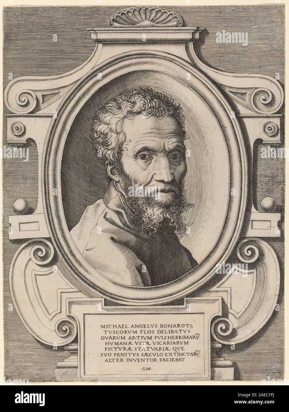 Giorgio Ghisi, after Marcello Venusti, Michelangelo Buonarroti, after 1564 Michelangelo Buonarroti; after 1564 Stock Photo