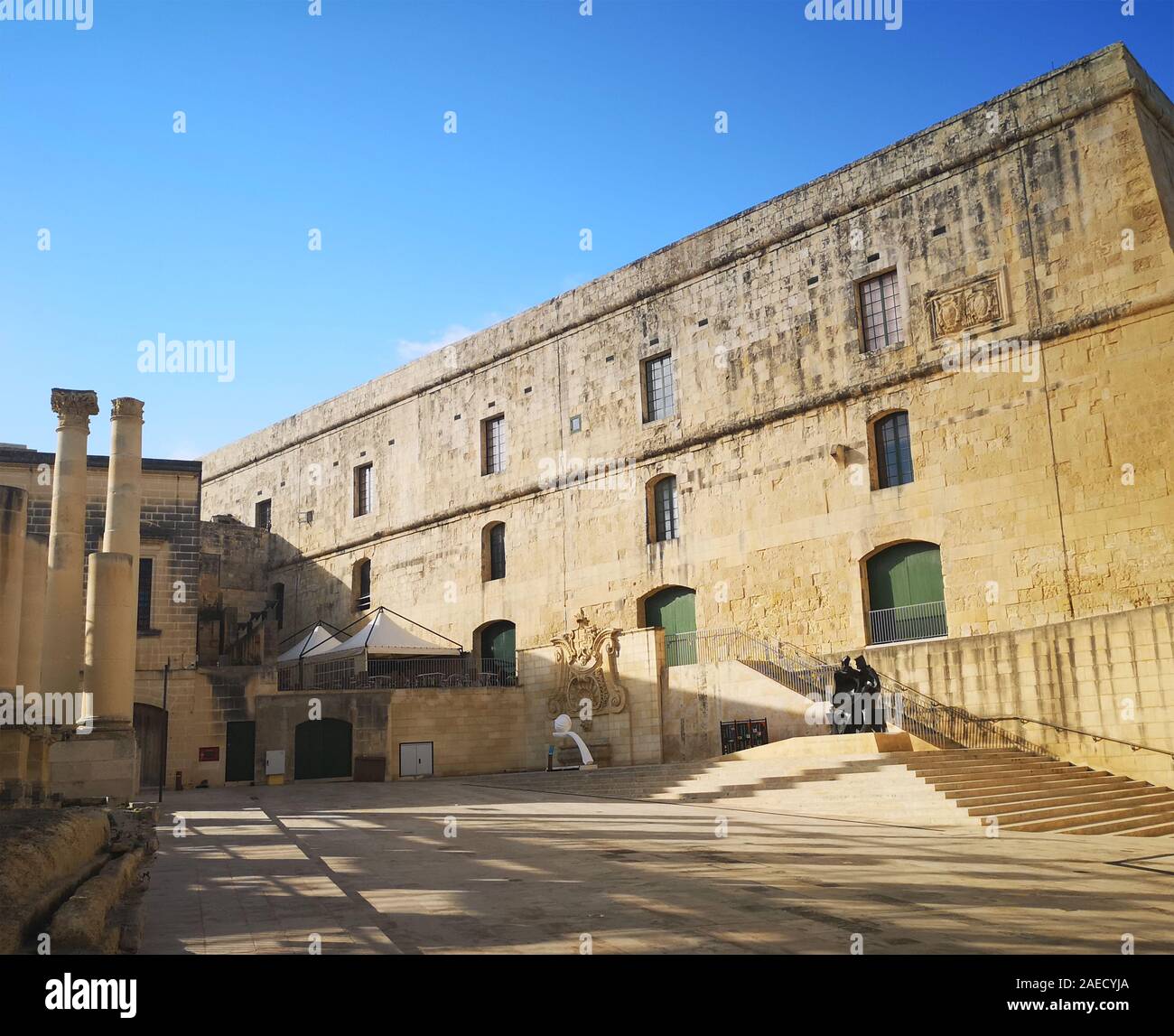 Fortress at ruins of Royal Opera House at Valletta, Malta Stock Photo