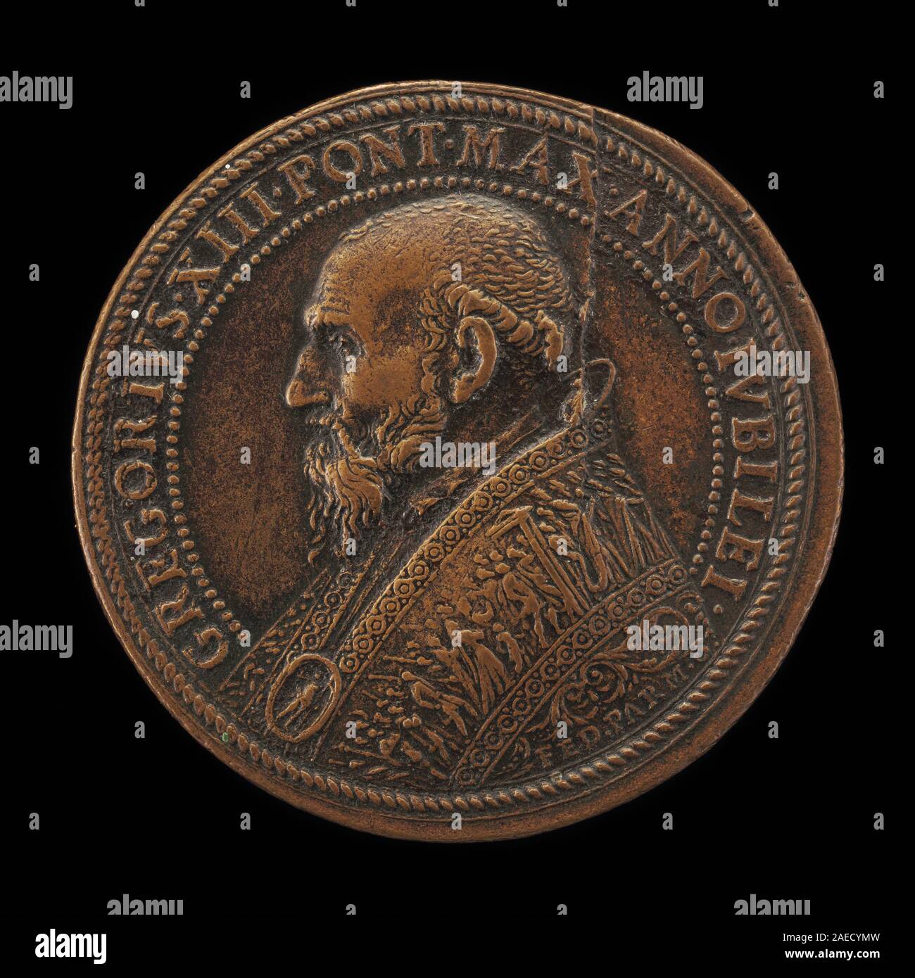 This 1575 medal by Giovan Federico Bonzagni depicts Pope Gregory XIII ...