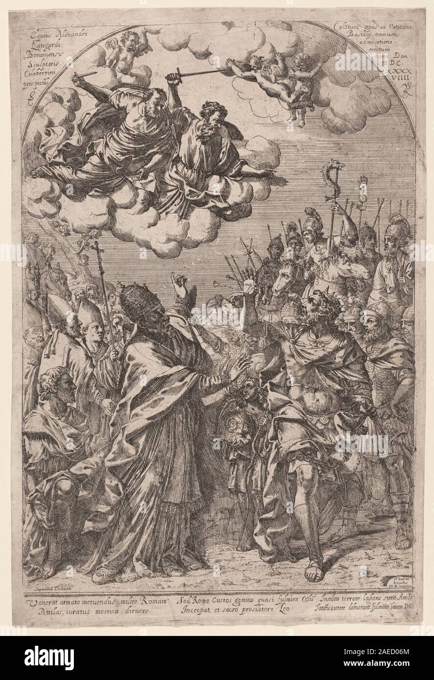 Giovanni Battista Bracelli, after Alessandro Algardi, Attila at the Gates of Rome, 1649 Attila at the Gates of Rome; 1649date Stock Photo