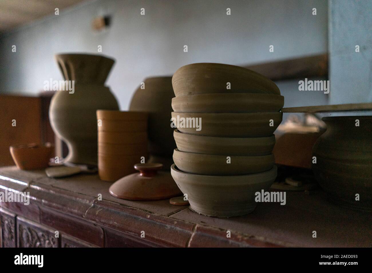 Ceramic pots in the process Stock Photo Alamy