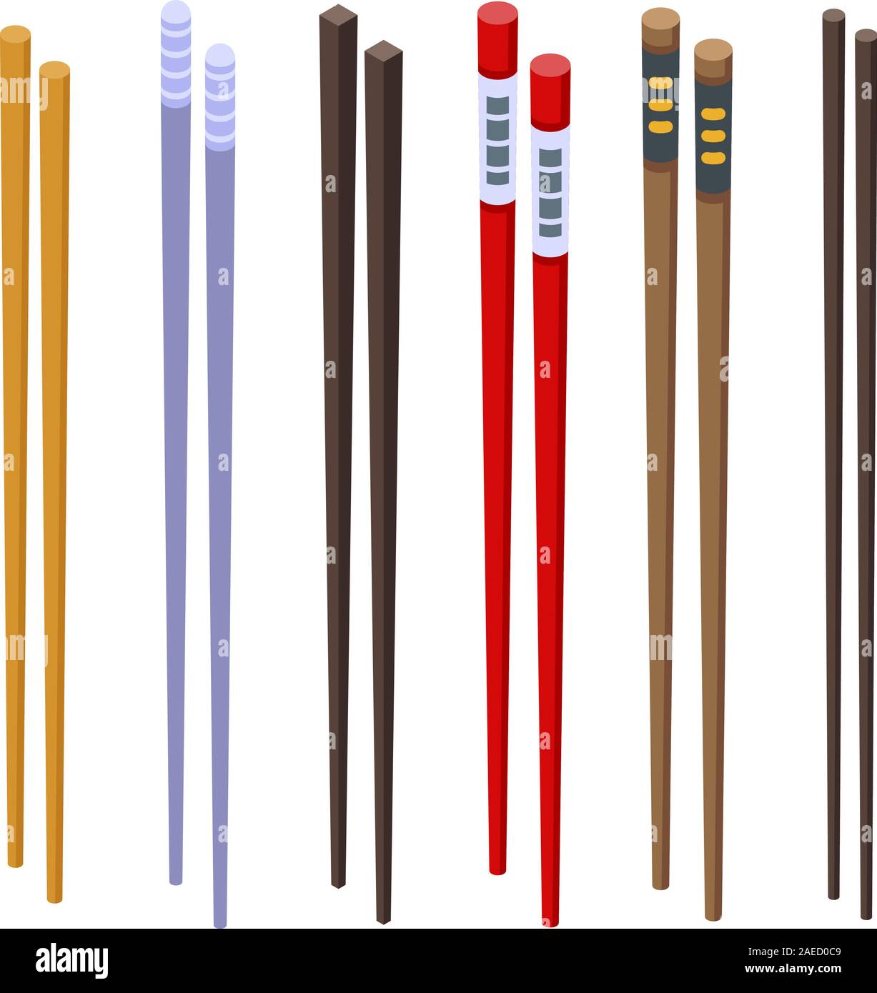 Chopsticks icons set, isometric style Stock Vector