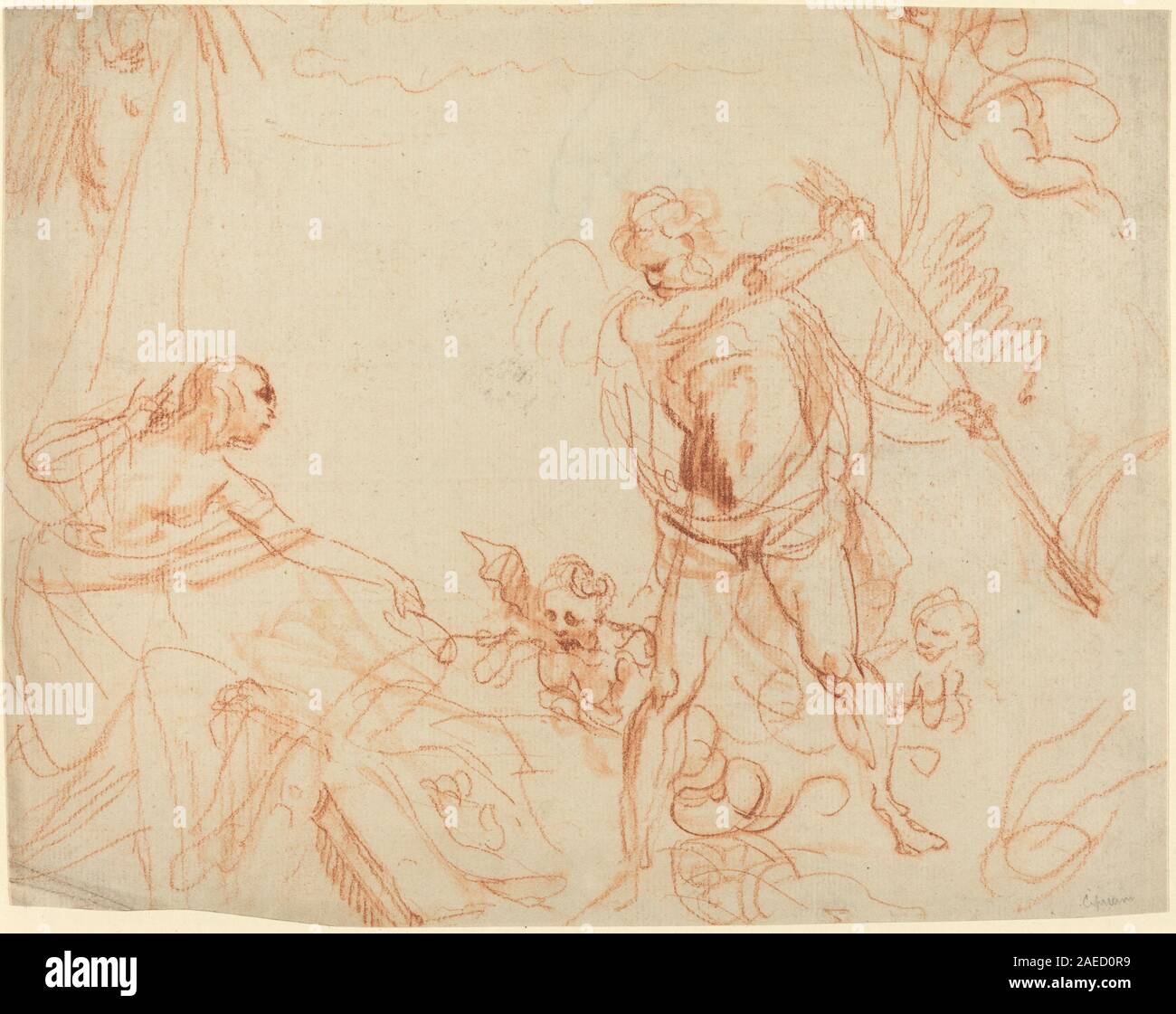 Giovanni Battista Cipriani, Mythological Composition with Chronos and Harpies (recto) Mythological Composition with Chronos and Harpies [recto] Stock Photo
