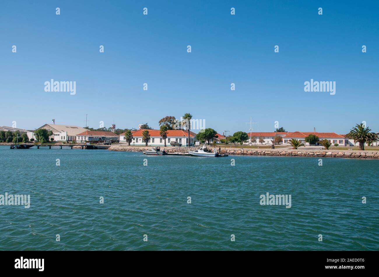No 2 Parachute Troops Operational Base or BOPT 2, on the shore of the Aveiro lagoon at Sao Jacinto, Portugal Stock Photo