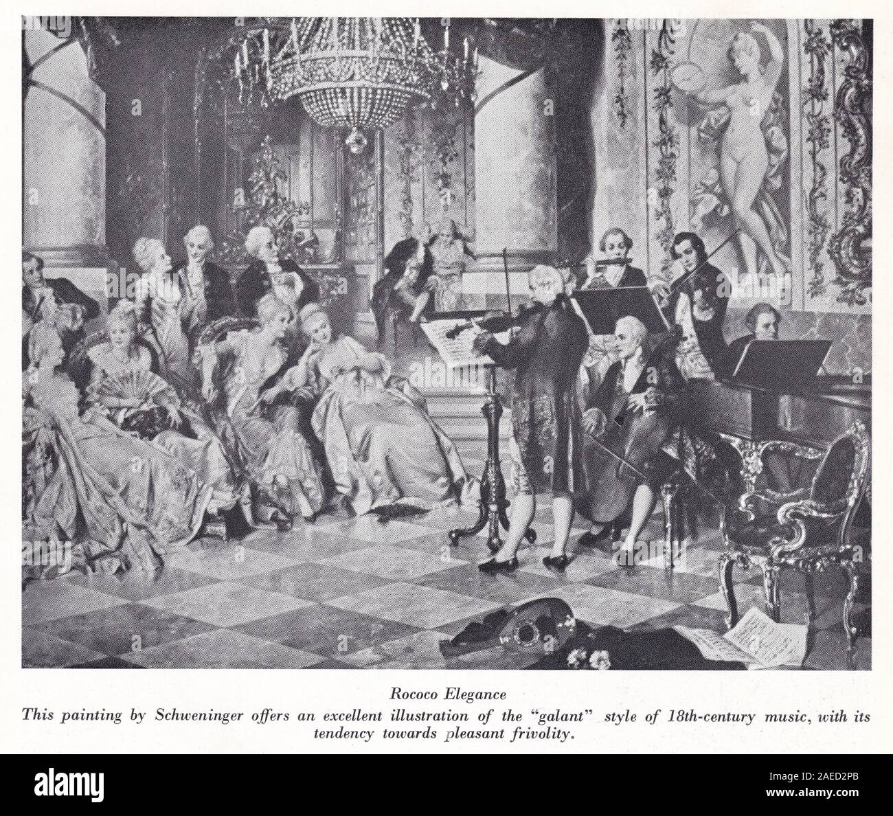 'Rococo Elegance' / 'The Recital'  by Carl Schweninger der Jüngere. Schweninger, Carl, the Younger. Stock Photo