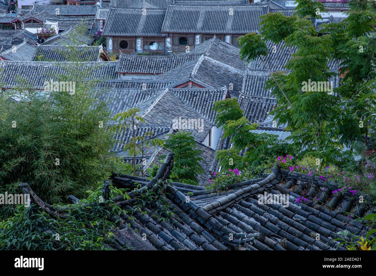 Rooftops of Lijiang Old Town Stock Photo