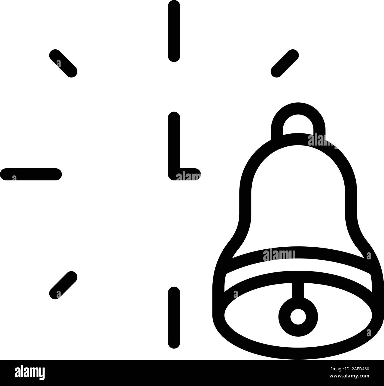 Bell ring lesson start icon, outline style Stock Vector