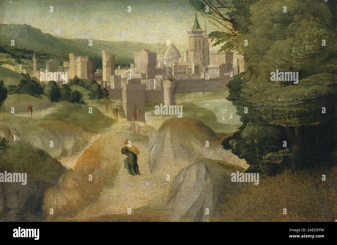 A circa 1515-1520 painting by Giovanni Larciani depicting scenes from a ...